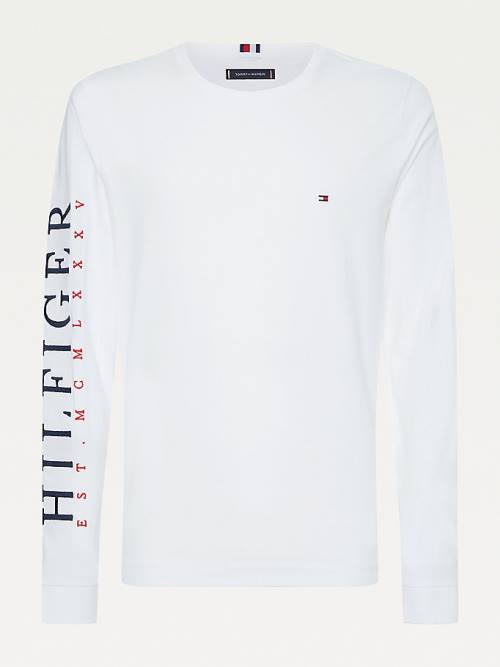 Tommy Hilfiger Organic Katoenen Long Sleeve T-shirts Heren Wit | TH206HDS