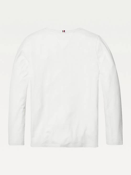 Tommy Hilfiger Organic Katoenen Long Sleeve Top T-shirts Meisjes Wit | TH384ZSX