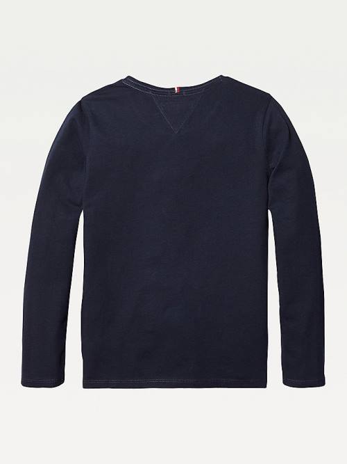 Tommy Hilfiger Organic Katoenen Long Sleeve Top T-shirts Meisjes Blauw | TH579UGP