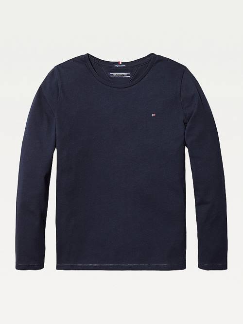 Tommy Hilfiger Organic Katoenen Long Sleeve Top T-shirts Meisjes Blauw | TH579UGP