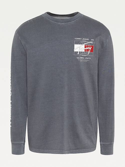 Tommy Hilfiger Organic Katoenen Long Sleeve T-shirts Heren Grijs | TH617XUY