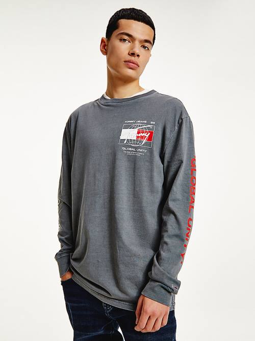 Tommy Hilfiger Organic Katoenen Long Sleeve T-shirts Heren Grijs | TH617XUY