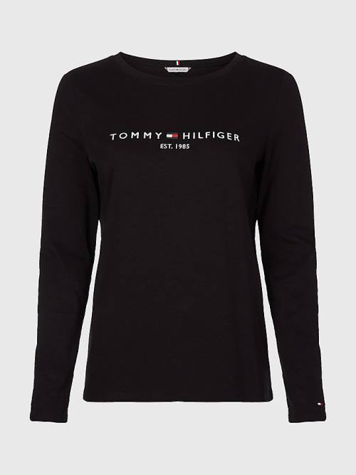 Tommy Hilfiger Organic Katoenen Long Sleeve T-shirts Dames Zwart | TH814MFR