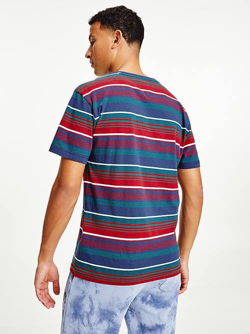 Tommy Hilfiger Organic Katoenen Mixed Stripe Relaxed T-shirts Heren Blauw | TH705GTH