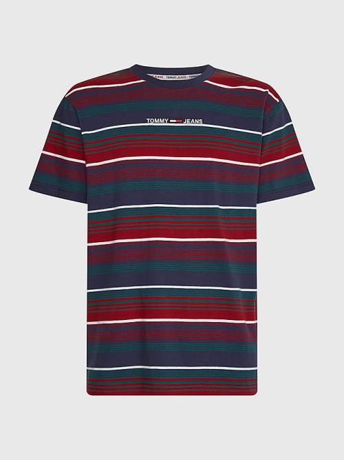 Tommy Hilfiger Organic Katoenen Mixed Stripe Relaxed T-shirts Heren Blauw | TH705GTH