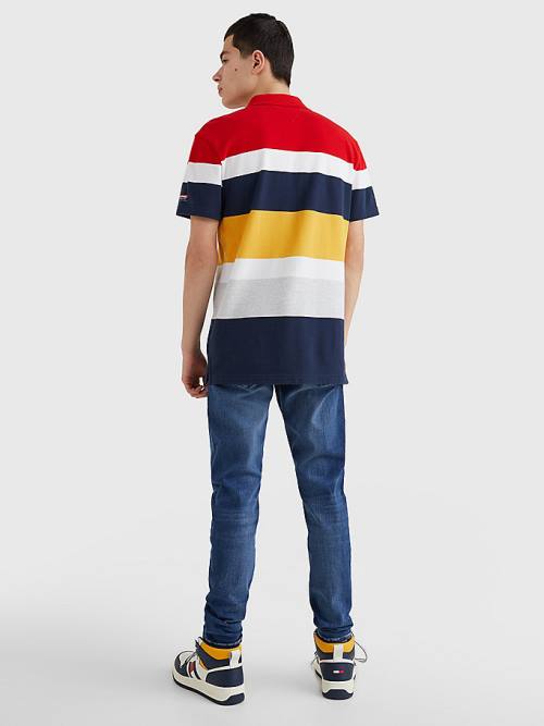 Tommy Hilfiger Organic Katoenen Pique Multi Stripe Poloshirt Heren Rood | TH049MDH