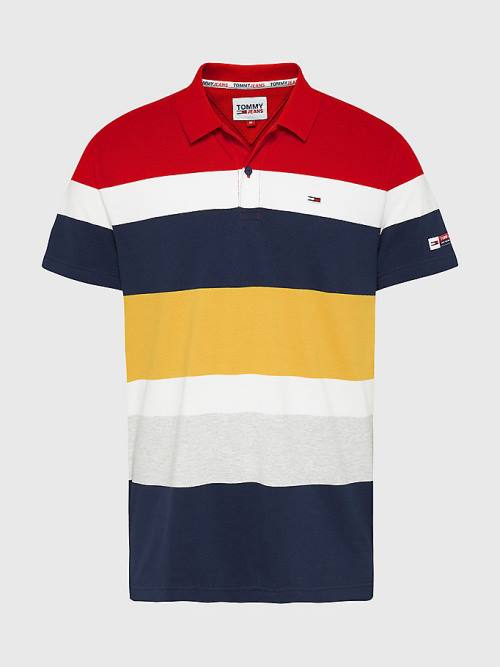 Tommy Hilfiger Organic Katoenen Pique Multi Stripe Poloshirt Heren Rood | TH049MDH