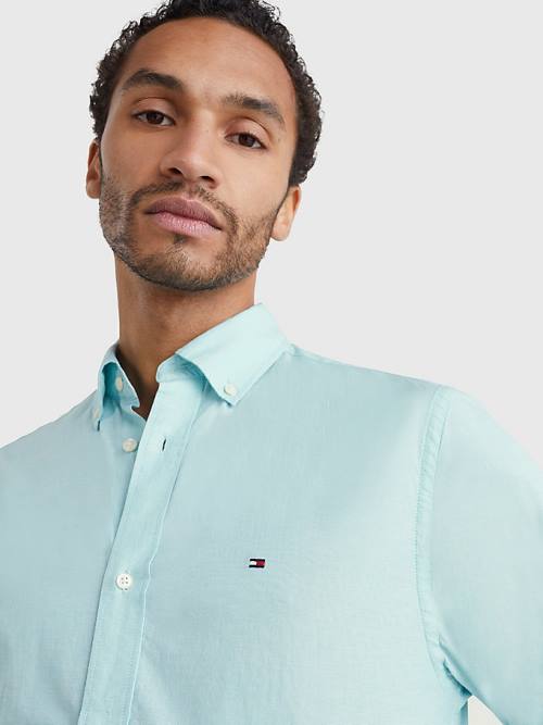 Tommy Hilfiger Organic Katoenen Poplin Regular Fit Overhemd Heren Blauw | TH205UAN