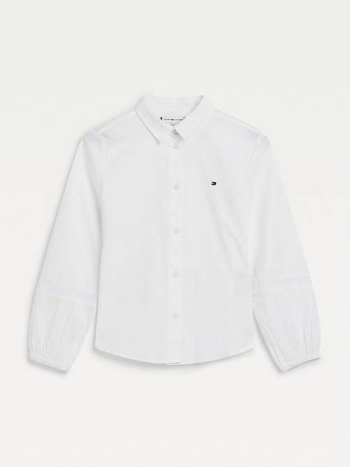 Tommy Hilfiger Organic Katoenen Poplin Shirt T-shirts Meisjes Wit | TH710OPC