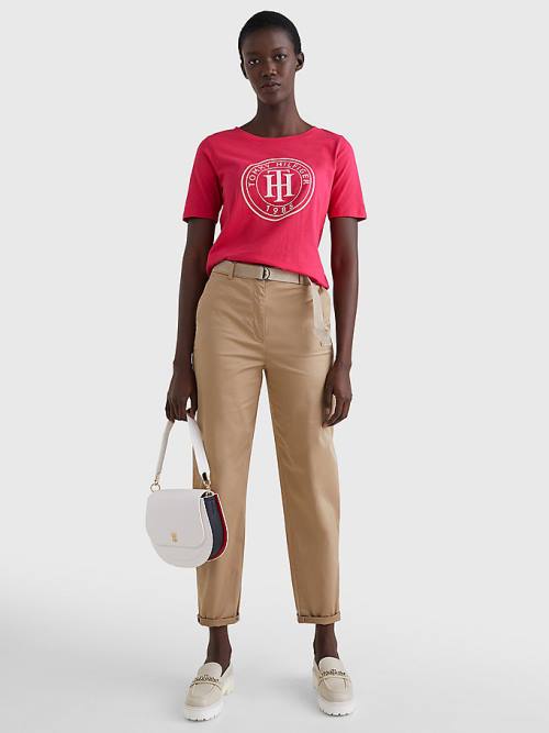 Tommy Hilfiger Organic Katoenen Print T-shirts Dames Roze | TH217UFS