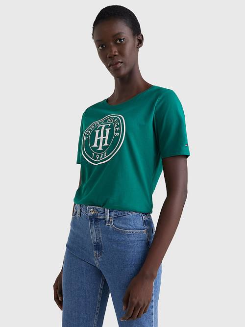 Tommy Hilfiger Organic Katoenen Print T-shirts Dames Groen | TH234CAU