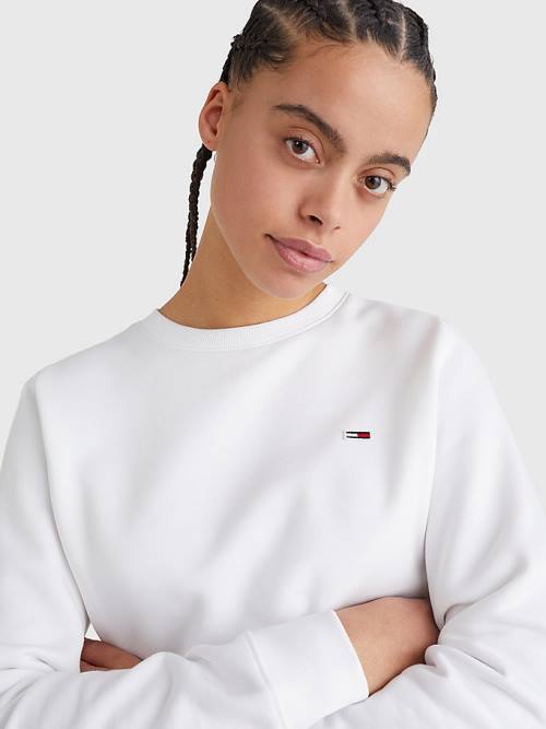 Tommy Hilfiger Organic Katoenen Regular Fit Fleece Sweatshirts Dames Wit | TH987CZD