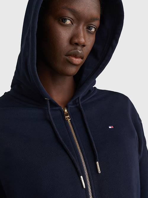 Tommy Hilfiger Organic Katoenen Relaxed Fit Zip-Thru Hoodie Dames Blauw | TH093SWU