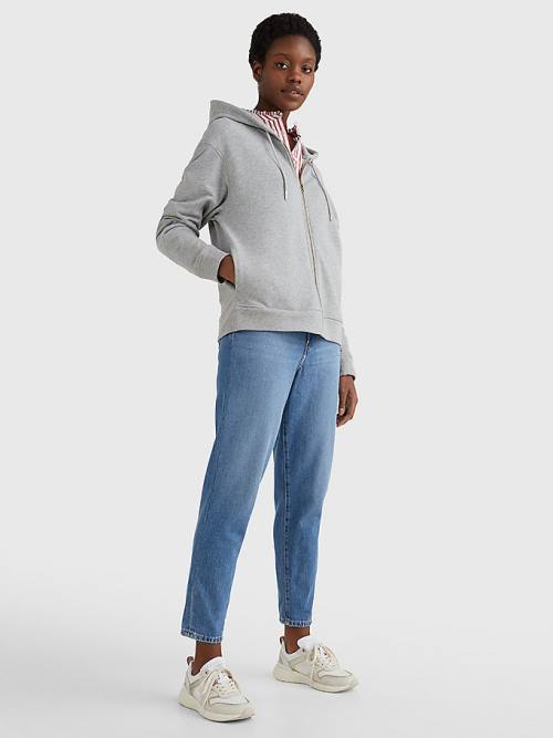 Tommy Hilfiger Organic Katoenen Relaxed Fit Zip-Thru Hoodie Dames Grijs | TH389MSL