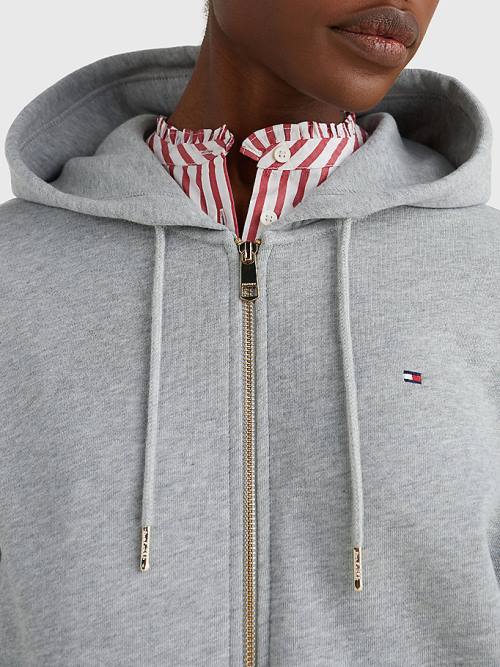 Tommy Hilfiger Organic Katoenen Relaxed Fit Zip-Thru Hoodie Dames Grijs | TH389MSL