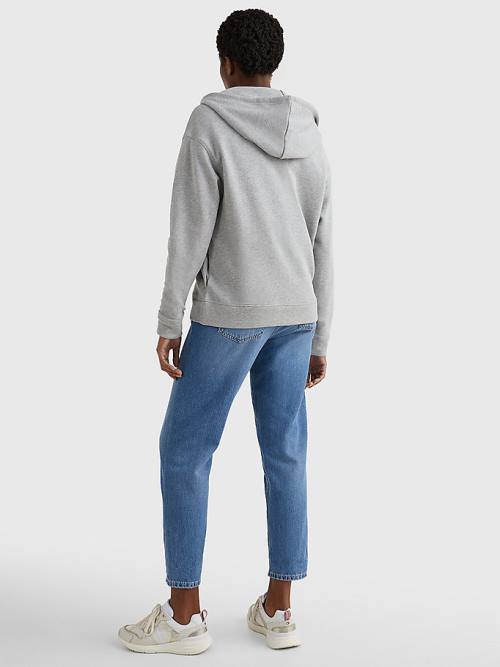 Tommy Hilfiger Organic Katoenen Relaxed Fit Zip-Thru Hoodie Dames Grijs | TH389MSL