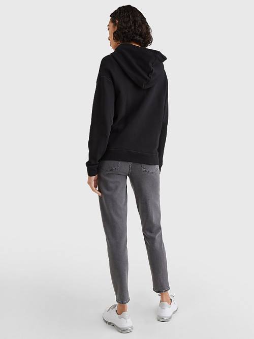 Tommy Hilfiger Organic Katoenen Relaxed Fit Zip-Thru Hoodie Dames Zwart | TH803MNT