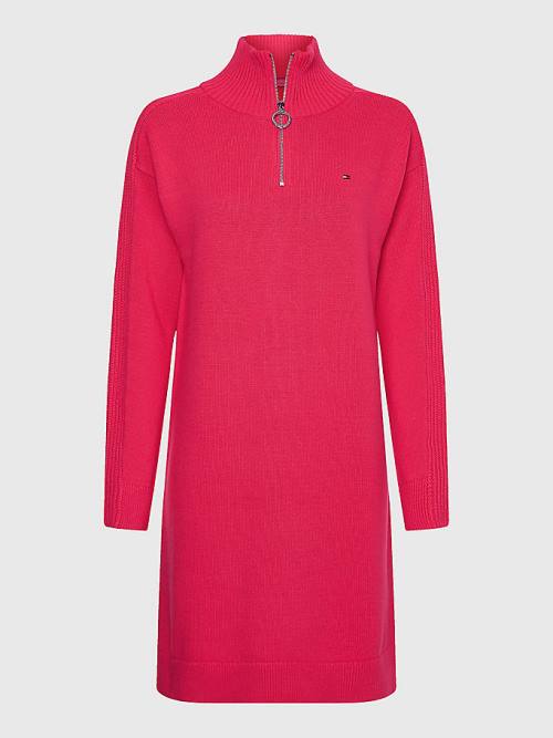 Tommy Hilfiger Organic Katoenen Relaxed Fit Half-Zip Jurken Dames Roze | TH906XJA