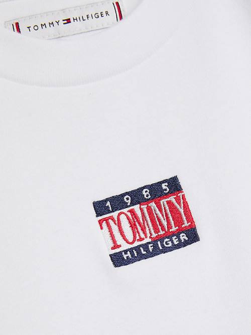 Tommy Hilfiger Organic Katoenen Ribbed Crop T-shirts Meisjes Wit | TH741WPQ