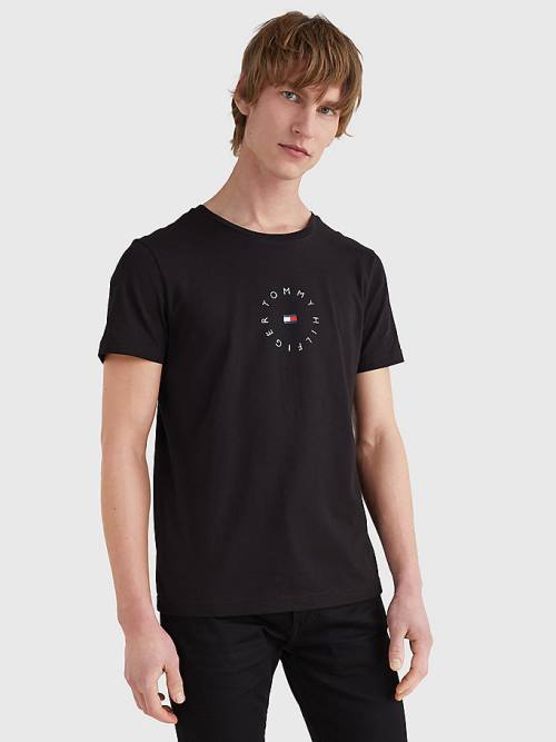 Tommy Hilfiger Organic Katoenen Round Logo T-shirts Heren Zwart | TH143YEC