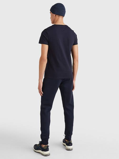 Tommy Hilfiger Organic Katoenen Round Logo T-shirts Heren Blauw | TH971MJK