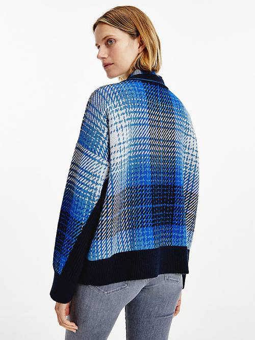 Tommy Hilfiger Organic Katoenen Shadow Check Jumper Truien Dames Blauw | TH570FWA