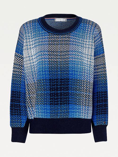 Tommy Hilfiger Organic Katoenen Shadow Check Jumper Truien Dames Blauw | TH570FWA