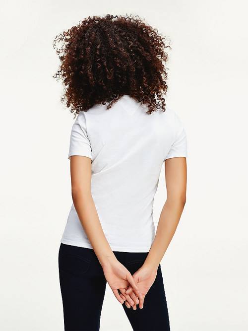 Tommy Hilfiger Organic Katoenen Skinny Fit V-Neck T-shirts Dames Wit | TH523MAI