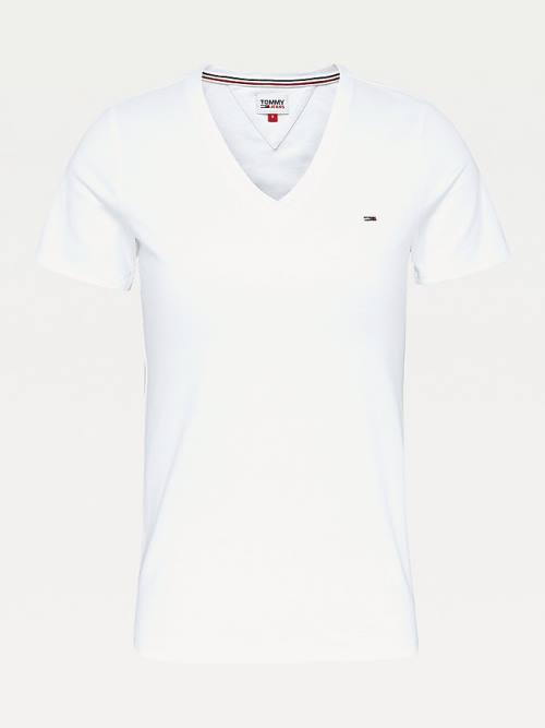 Tommy Hilfiger Organic Katoenen Skinny Fit V-Neck T-shirts Dames Wit | TH523MAI