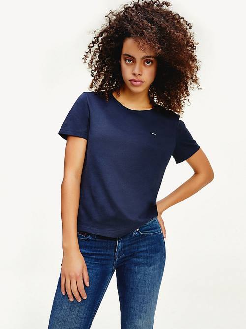 Tommy Hilfiger Organic Katoenen Slim Fit T-shirts Dames Blauw | TH027DUP