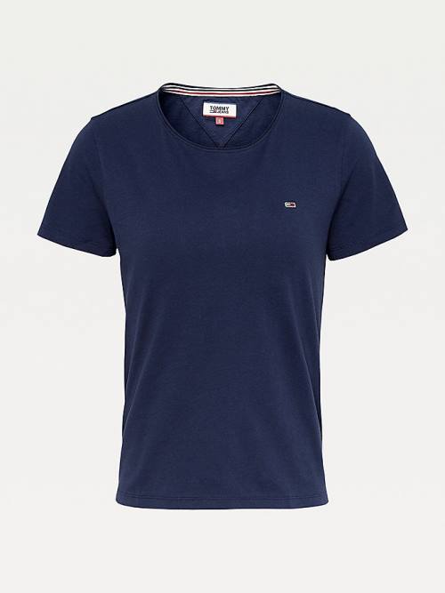 Tommy Hilfiger Organic Katoenen Slim Fit T-shirts Dames Blauw | TH027DUP