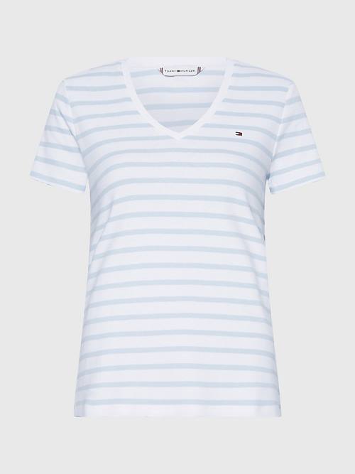 Tommy Hilfiger Organic Katoenen Slim Fit V-Neck T-shirts Dames Wit | TH412RGA