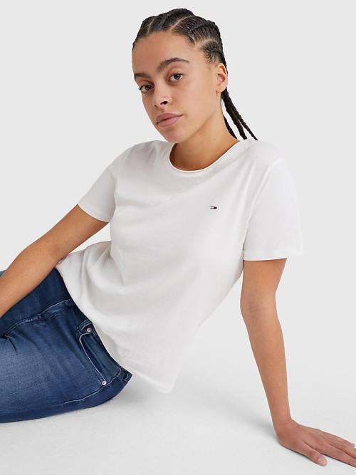 Tommy Hilfiger Organic Katoenen Slim Fit T-shirts Dames Wit | TH450XCK