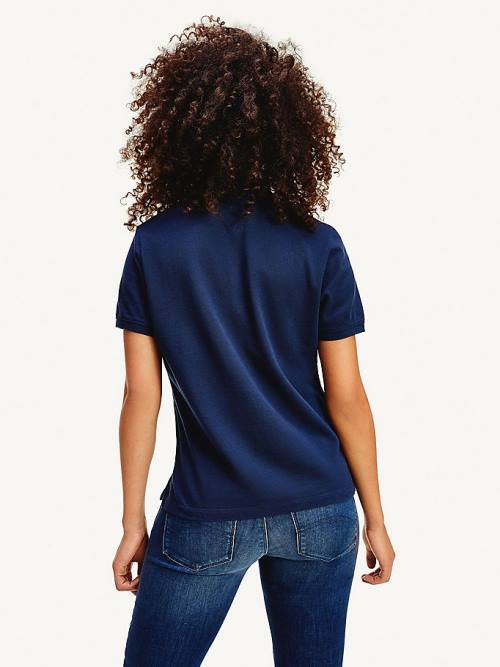 Tommy Hilfiger Organic Katoenen Slim Fit Poloshirt Dames Blauw | TH497RUF