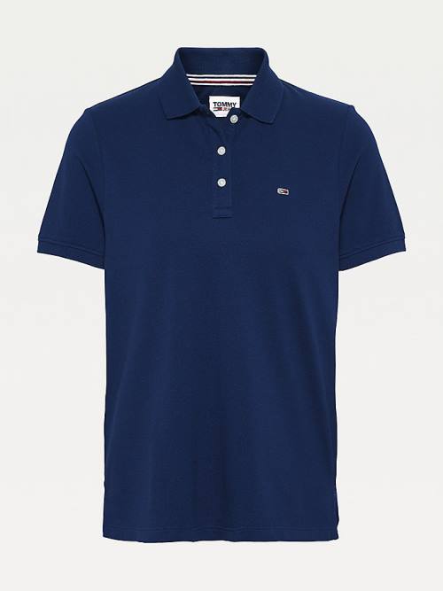 Tommy Hilfiger Organic Katoenen Slim Fit Poloshirt Dames Blauw | TH497RUF