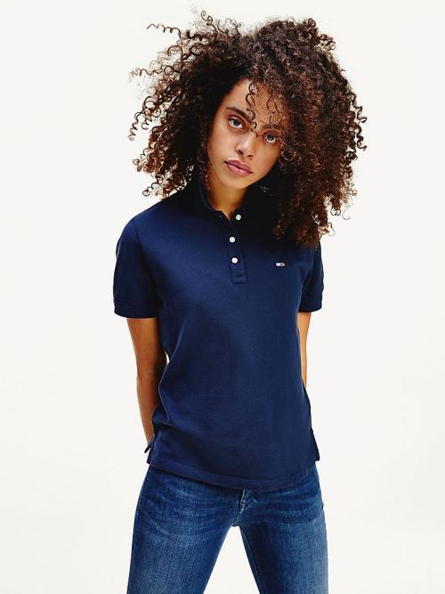 Tommy Hilfiger Organic Katoenen Slim Fit Poloshirt Dames Blauw | TH497RUF