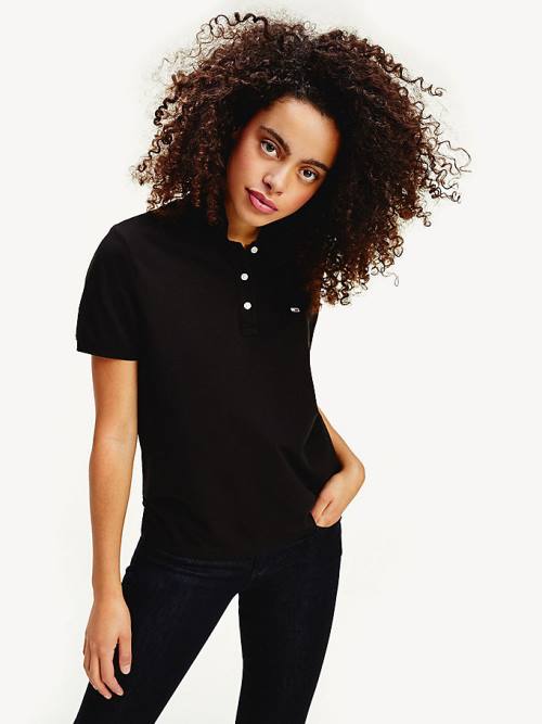 Tommy Hilfiger Organic Katoenen Slim Fit Poloshirt Dames Zwart | TH634IRS