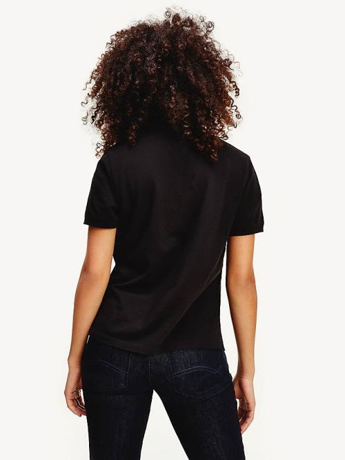 Tommy Hilfiger Organic Katoenen Slim Fit Poloshirt Dames Zwart | TH634IRS