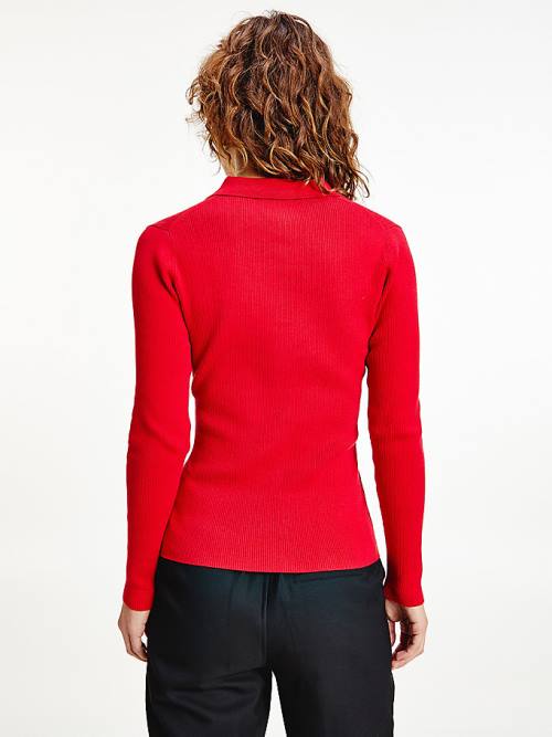 Tommy Hilfiger Organic Katoenen Slim Fit Polo Jumper Truien Dames Rood | TH946LJU