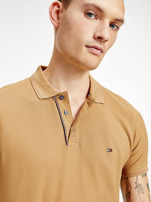 Tommy Hilfiger Organic Katoenen Slim Fit Poloshirt Heren Bruin | TH950HQP