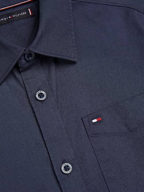 Tommy Hilfiger Organic Katoenen Stretch Twill Logo Overhemd Jongens Blauw | TH872FOB