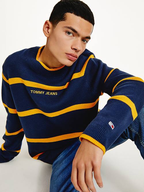 Tommy Hilfiger Organic Katoenen Stripe Jumper Truien Heren Blauw | TH834IZJ