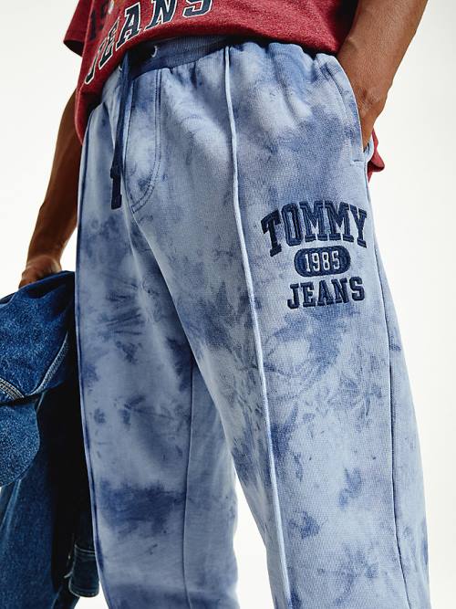 Tommy Hilfiger Organic Katoenen Tie-Dye Slim Fit Joggers Broek Heren Blauw | TH620QCF