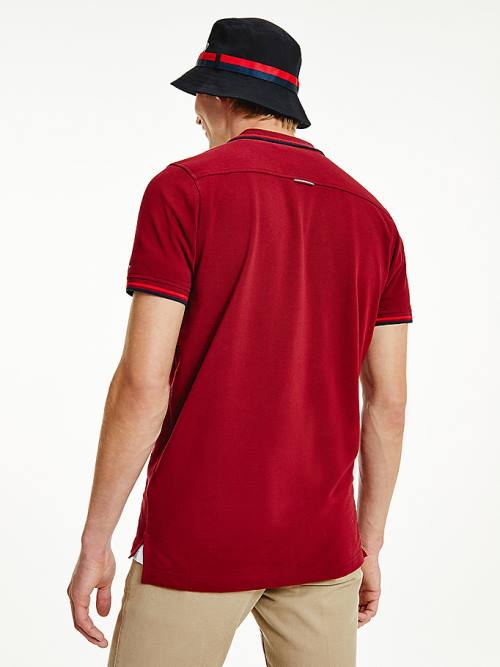 Tommy Hilfiger Organic Katoenen Tipped Slim Fit Poloshirt Heren Rood | TH013IOJ