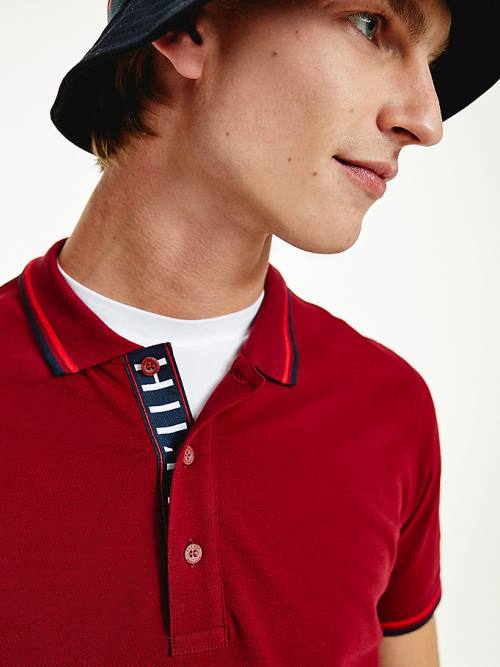 Tommy Hilfiger Organic Katoenen Tipped Slim Fit Poloshirt Heren Rood | TH013IOJ