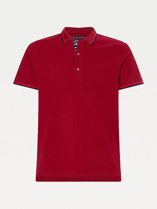 Tommy Hilfiger Organic Katoenen Tipped Slim Fit Poloshirt Heren Rood | TH013IOJ