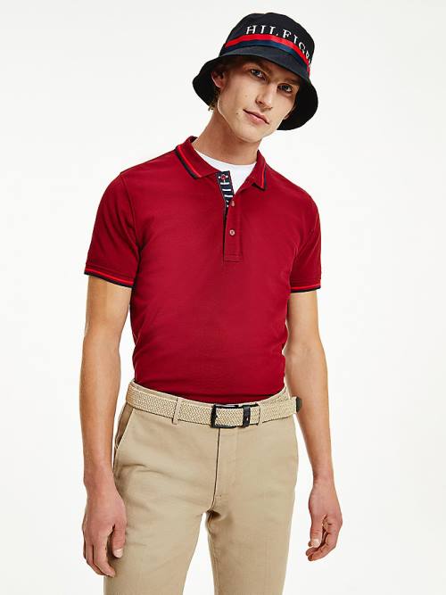 Tommy Hilfiger Organic Katoenen Tipped Slim Fit Poloshirt Heren Rood | TH013IOJ