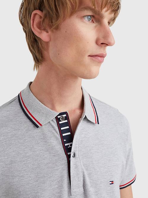 Tommy Hilfiger Organic Katoenen Tipped Slim Fit Poloshirt Heren Grijs | TH230BUZ