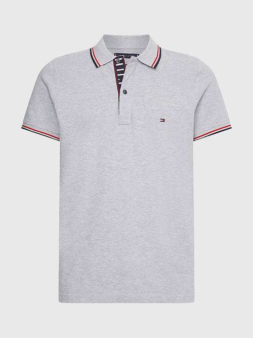 Tommy Hilfiger Organic Katoenen Tipped Slim Fit Poloshirt Heren Grijs | TH230BUZ