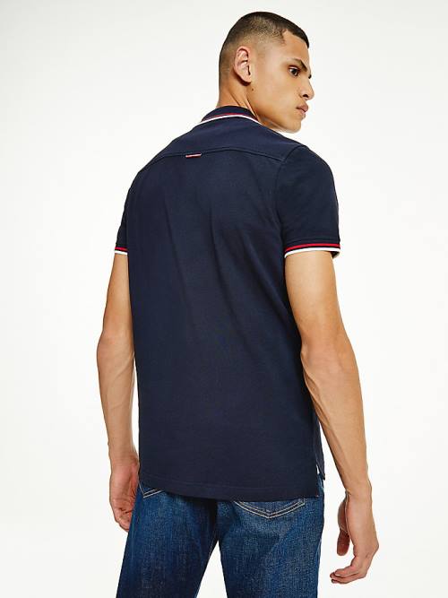 Tommy Hilfiger Organic Katoenen Tipped Slim Fit Poloshirt Heren Blauw | TH245BTP